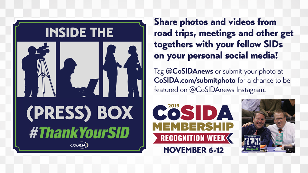 CoSIDA Membership Recognition Week – Inside the (Press) Box, Share Your Photos
